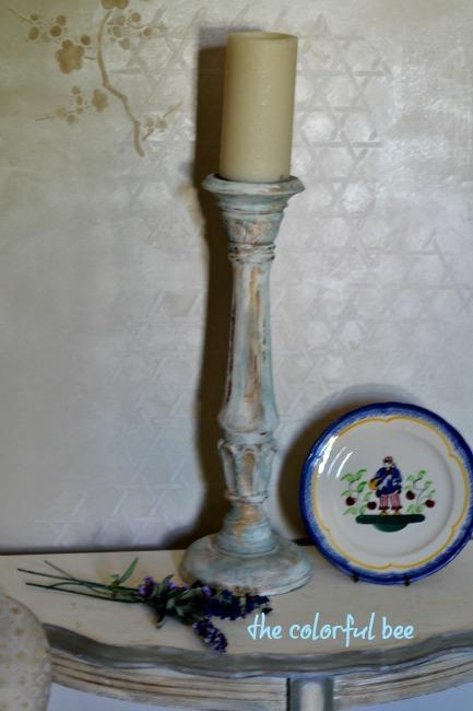 Chalk Painted candle holder antiqued