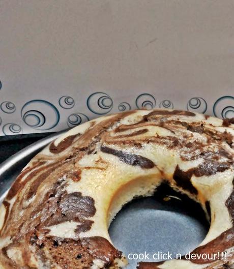 Chocolate-vanilla marble bundt cake (egg less)