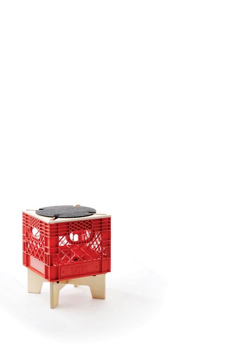 Milk crate stool.