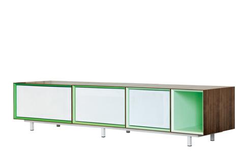 Modern media console with 4 compartments.