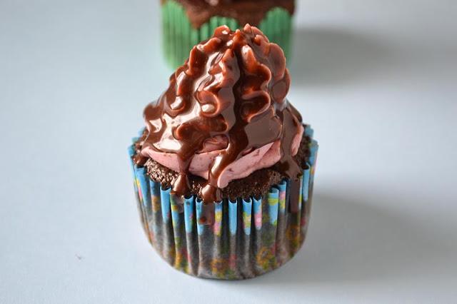 Chocolate Chiffon Cupcakes w/Raspberry Buttercream