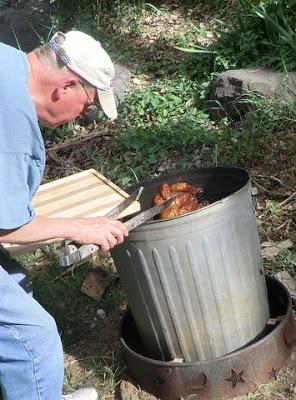 Fires; Trashcan Cooking over wood