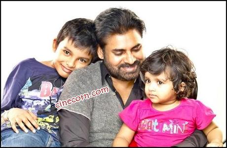 Pawan son daughter Pawan Kalyan With His Son And Daughter   Photo