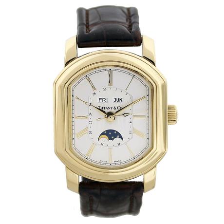 Tiffany 18kt yellow gold triple date moonphase tiffany and co watches, pre owned tiffany watch, tiffany moonphase watch