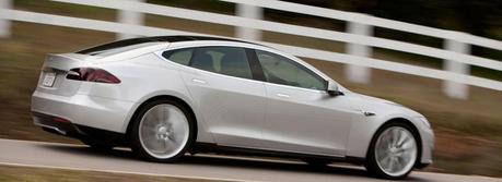 Tesla Model S on the road. (Credit: Tesla Motors)