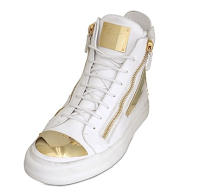 Seasonally Gilded: Giuseppe Zanotti Design Grained Leather & Metal Sneaker