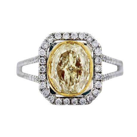 2 carat fancy yellow diamond engagement ring, oval engagement ring, yellow oval diamond
