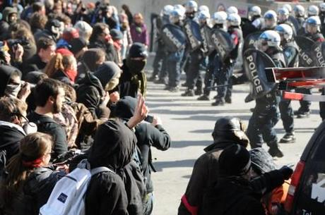 Many students chose to conceal their identities during recent protests in Montreal (photo: 