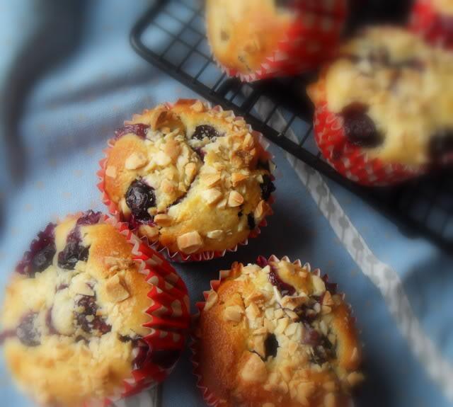 Warm Blueberry And Almond Breakfast muffins