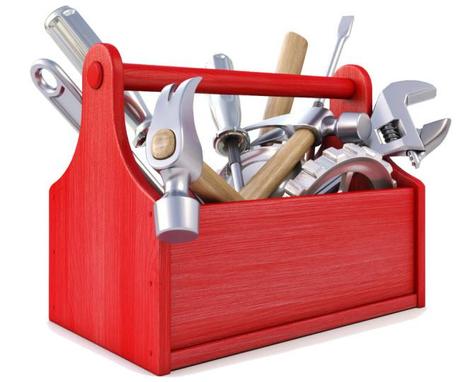 Red Toolbox with Lots of Tools with white background