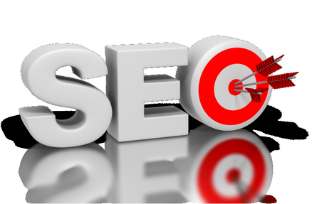 SEO red color with arrows or bows hitting the target