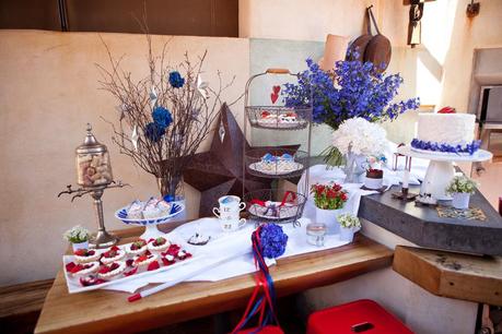 A beautiful spread of blue, white and red!