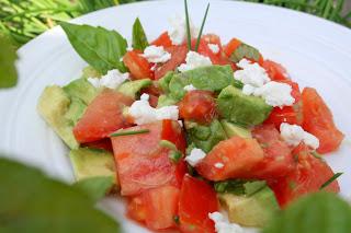 Tomato, Avocado and Basil Salad (Gluten, Grain and Sugar Free)