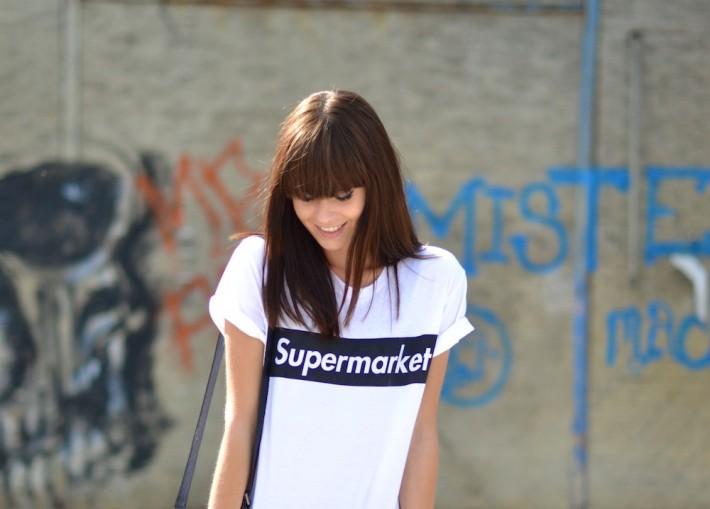 supreme inspired black white supermarket t-shirt