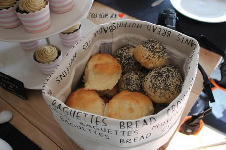 Freshly baked scones and Momofuku's Bagel Bomb