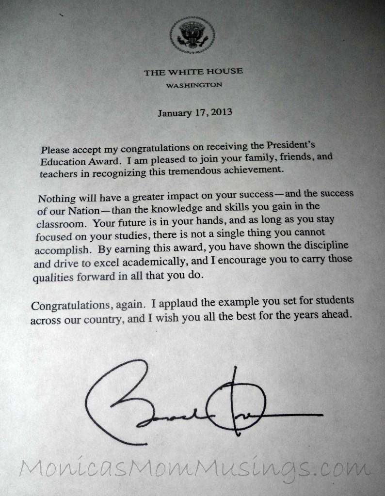 Letter from president