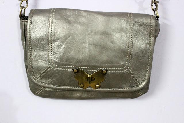  Satchel Bag in Gun Metal Faux Leather