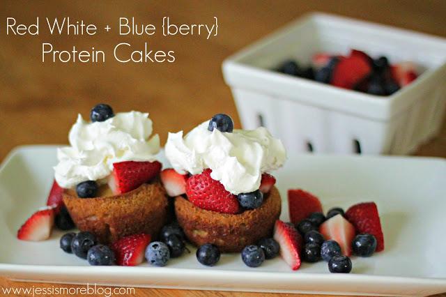 Red White + Blue {berry} Protein Cakes