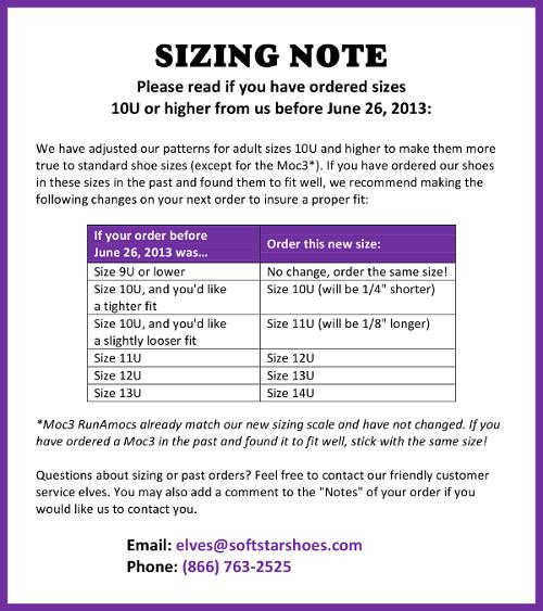 Sizing Note