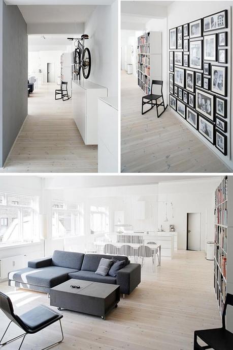 An apartment in white and wood in Denmark