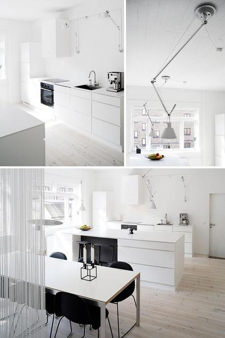 An apartment in white and wood in Denmark