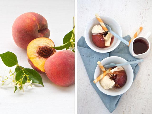 Peaches and nougat dessert
