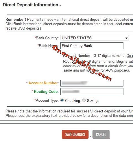clickbank direct deposit form