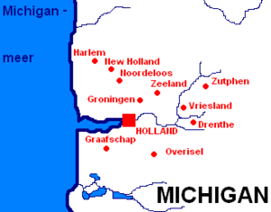 English: A map with Dutch place names in the s...