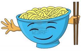 A bowl of noodles.
