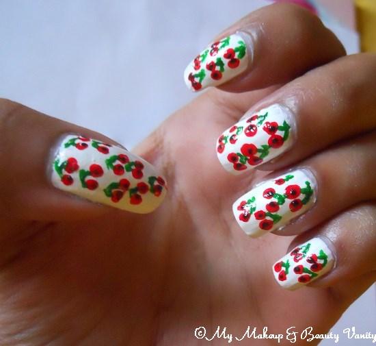 cherry nail art tutorial+cherry+nail art+cherry blossom nail art+designs+nail