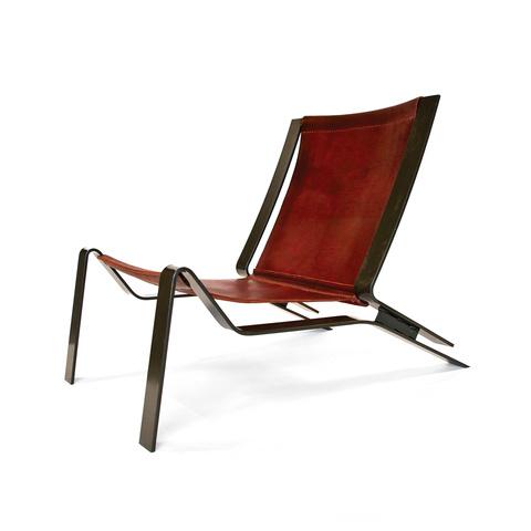 Leather and steel lounge chair.