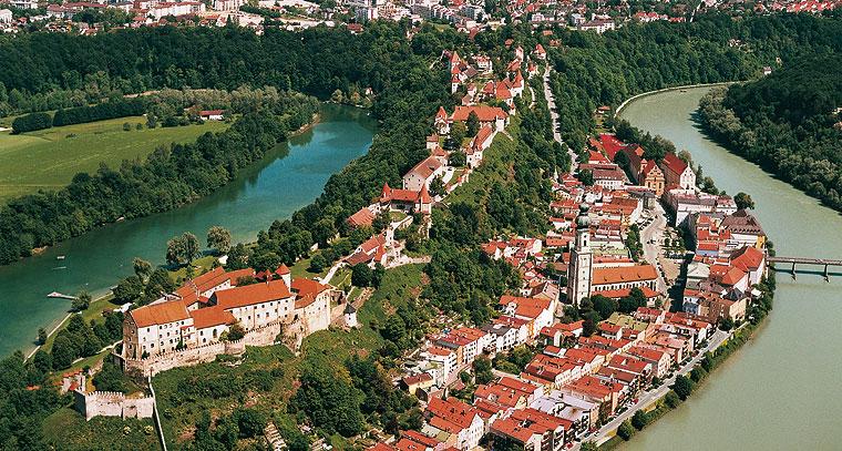 View of Burghausen Castle, the longest castle in Europe.