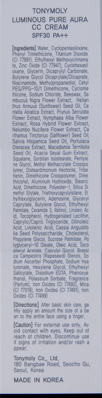 REVIEW | TONY MOLY Luminous Pure Aura CC Cream + FOTD