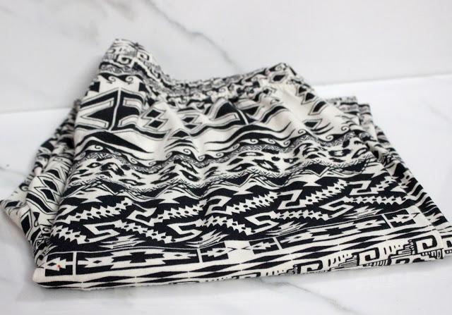 Aztec Print Pajamas in Off-White and Black 
