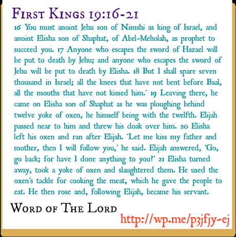 first kings chap 19 verse 16 to 21