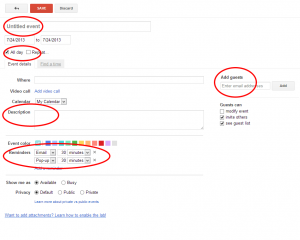 Google Calendar - editing an event