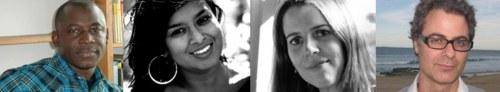 E.E. Sule (Nigeria), Nayomi Munaweera (Sri Lanka), Lisa O’Donnell (UK) and Michael Sala (Australia), four of the 2013 Commonwealth Book Prize regional winners (Image credit; Commonwealth Writers.org)  