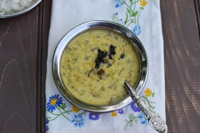 Patli Dal (Yellow Split Peas & Kale in a Yogurt-Peanut Sauce)