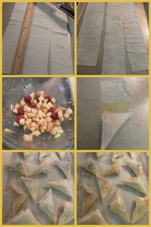 Apple Raspberry phyllo triangles-collage2