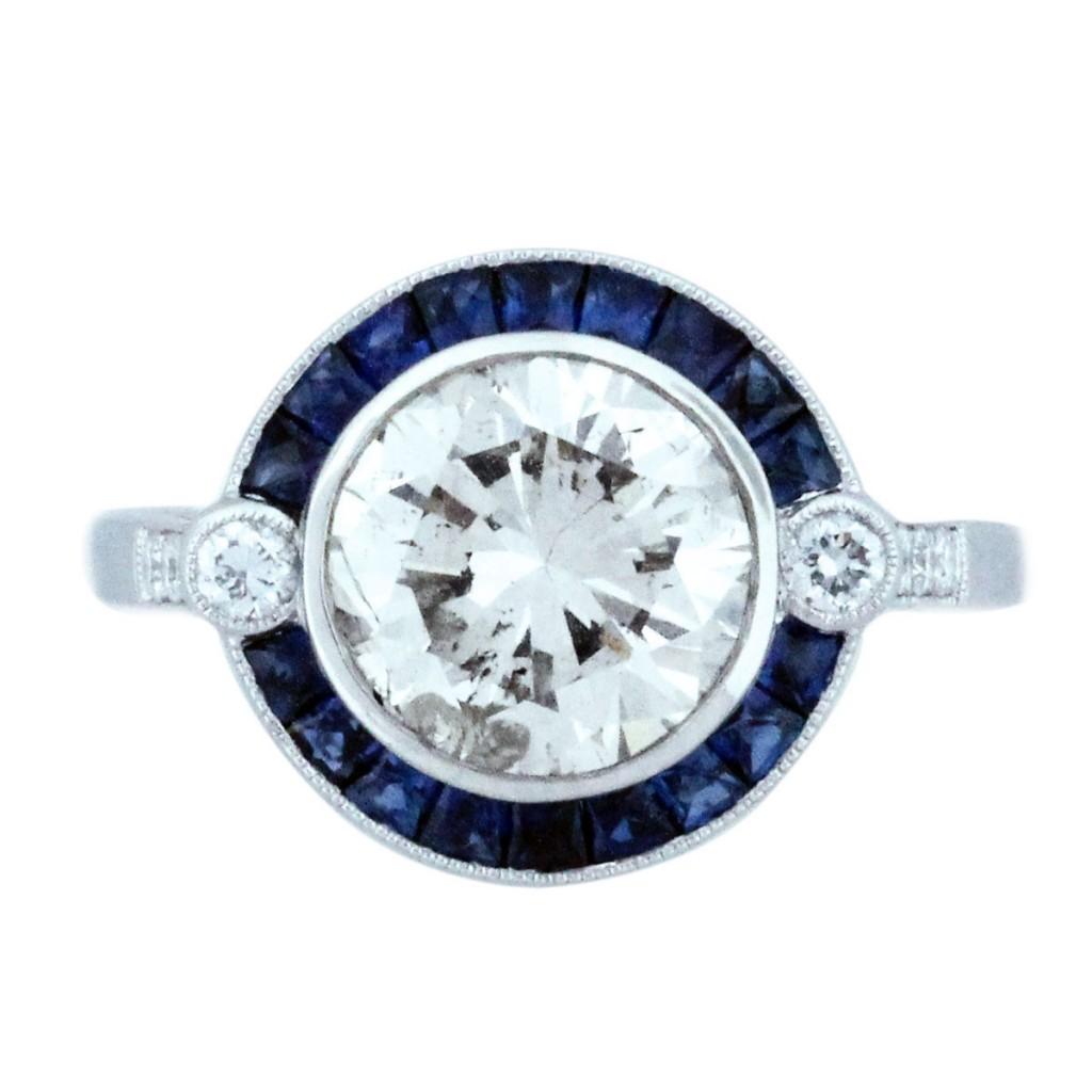 halo engagment ring with sapphires
