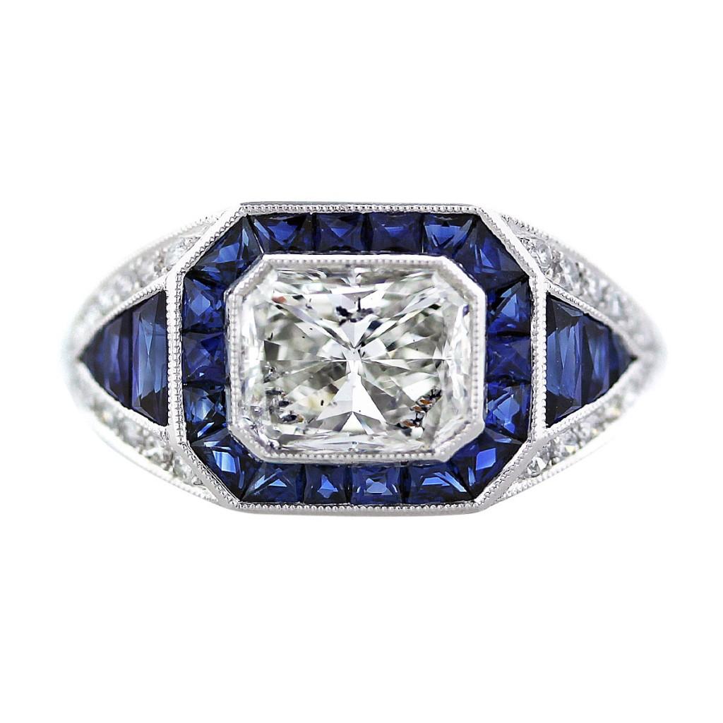platinum, sapphire and diamond engagement ring 