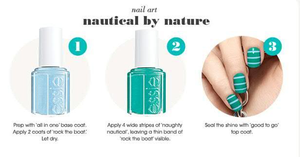 Nautical Stripes Nail Art  with Essie Summer 2013 Collection