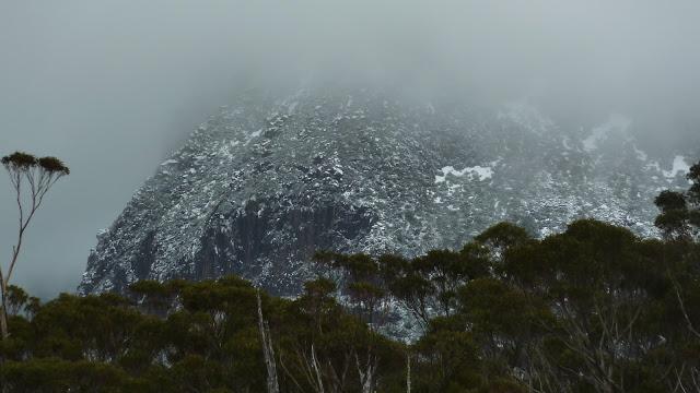mountain in clouds overland track