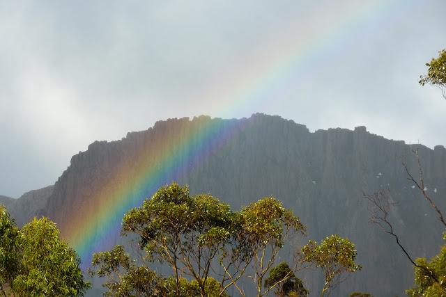 rainbow and mountains overland track