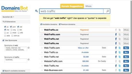 domain name suggestion tool domainsbot.com