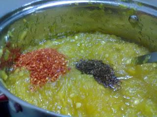 Green Mango Relish in a Sweet and Sour and Spicy Avataar- Chunda