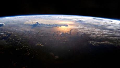 Sun on the Pacific Ocean, as seen from the International Space Station