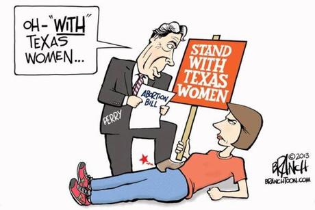 Rick Perry Wendy Davis abortion cartoon stand with texas women