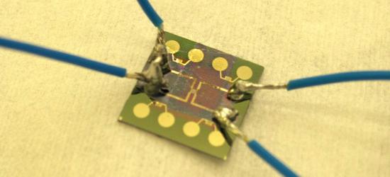 An electronic component where a graphene layer has been placed on the hotspots. (Credit: Chalmers University of Technology)