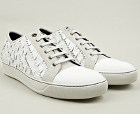 Summer White Luxed-Up Right:  Lanvin White Embroidered Low-Top Sneaker